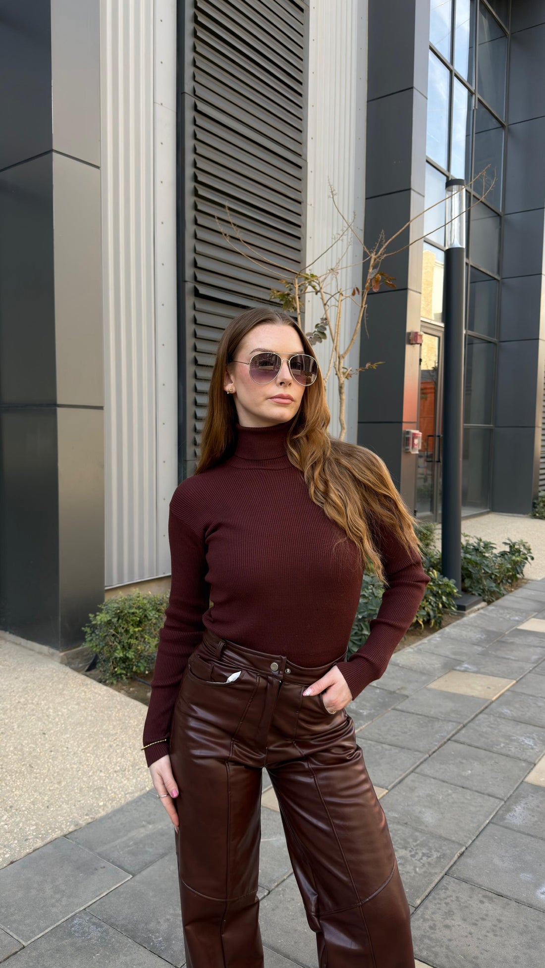 Wide-Leg Leather Pants